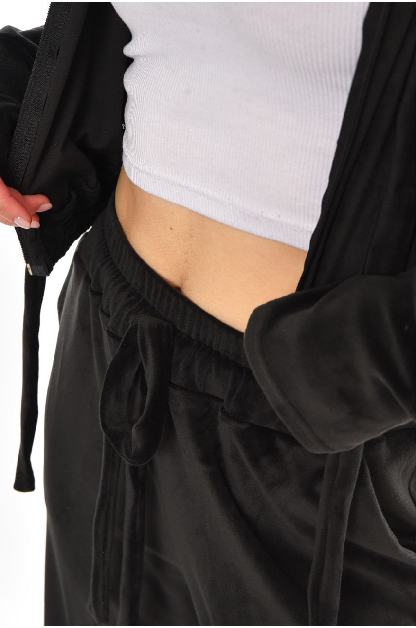 Спортивний костюм жіночий велюровий чорного кольору 367 212346