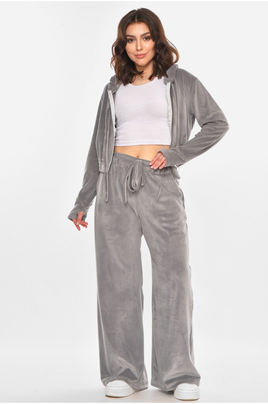 Спортивний костюм жіночий велюровий сірого кольору 367 212347