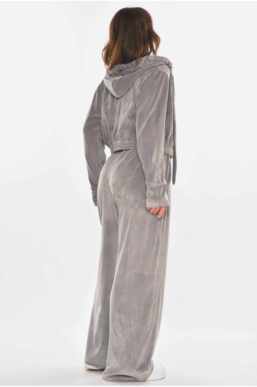Спортивний костюм жіночий велюровий сірого кольору 367 212347