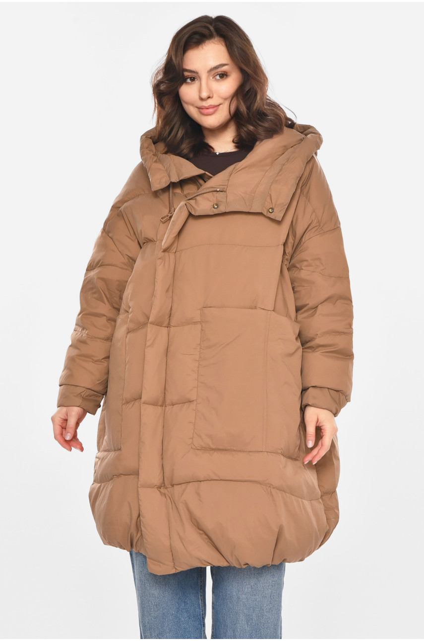 Куртка жіноча напівбатальна демісезонна кольору мокко 0609 212393