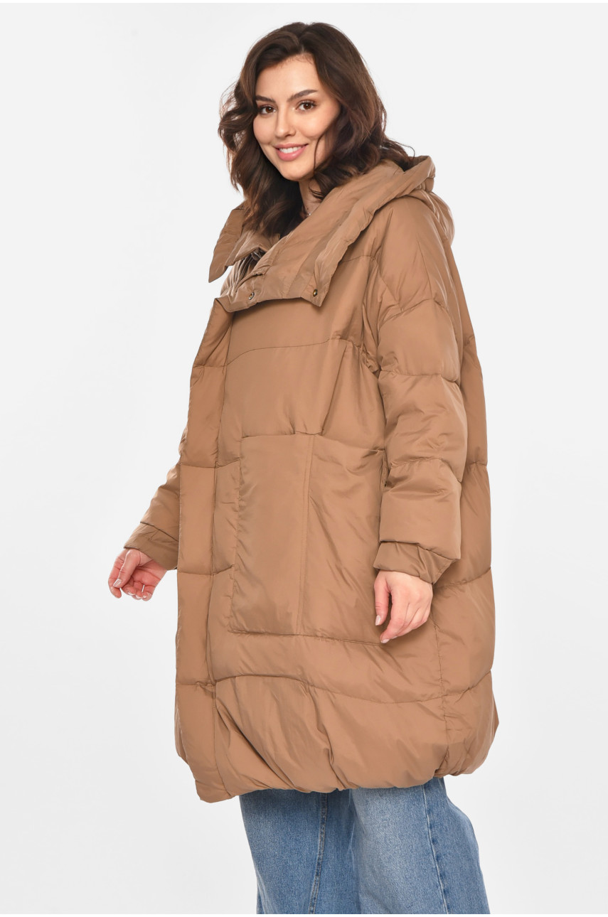 Куртка жіноча напівбатальна демісезонна кольору мокко 0609 212393