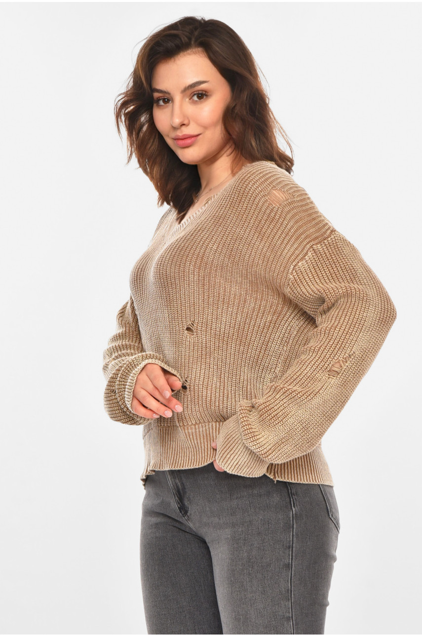 Светр жіночий однотонний коричневого кольору 97321 212405