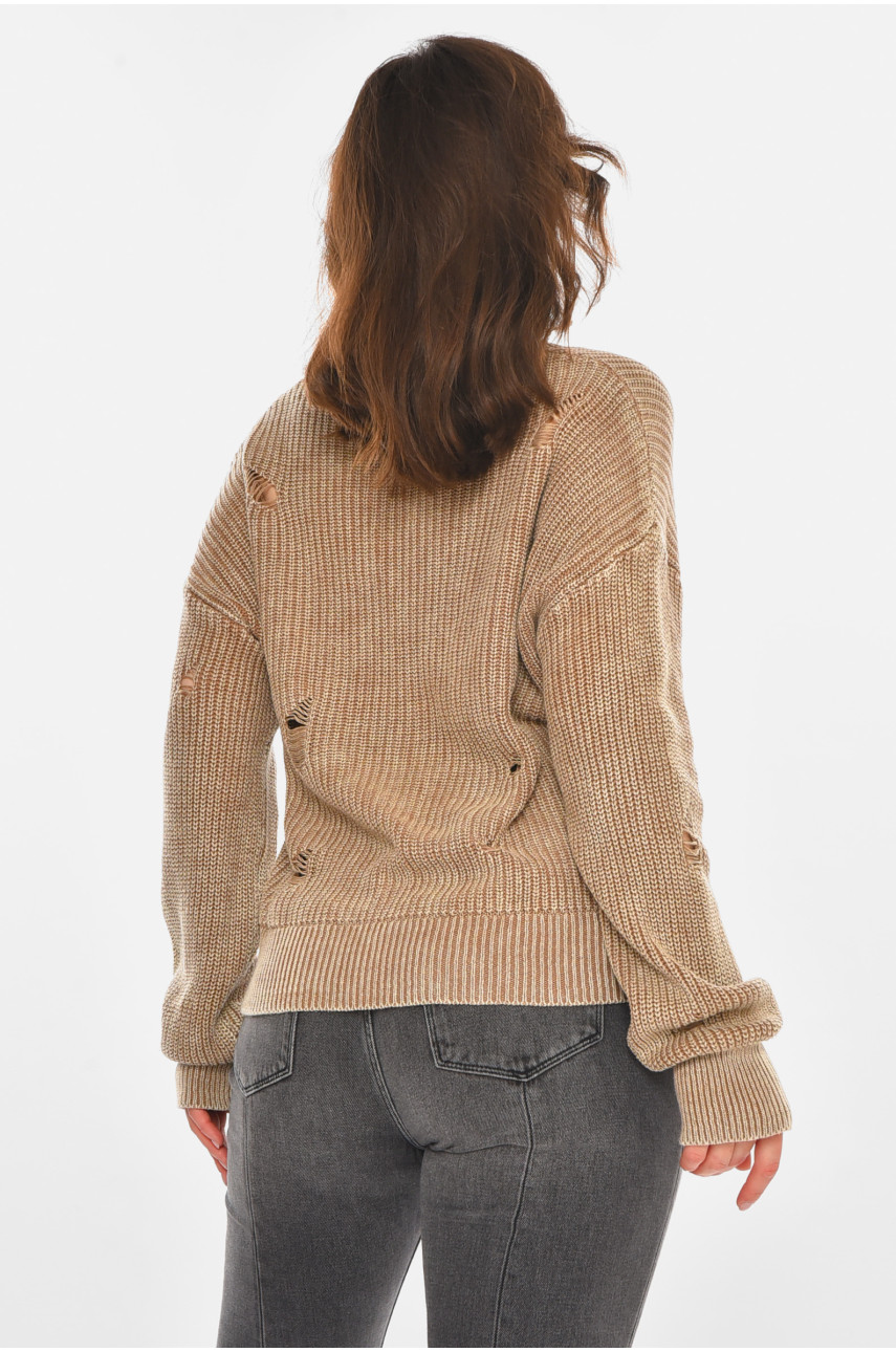 Светр жіночий однотонний коричневого кольору 97321 212405