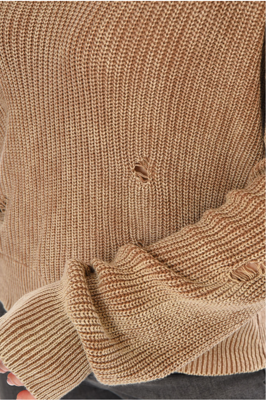 Светр жіночий однотонний коричневого кольору 97321 212405
