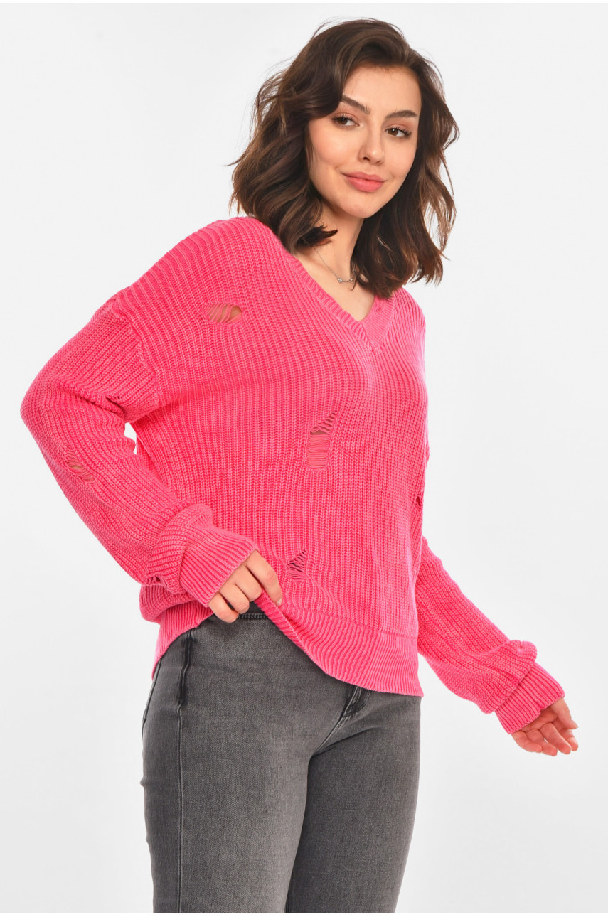 Светр жіночий однотонний рожевого кольору 97321 212406