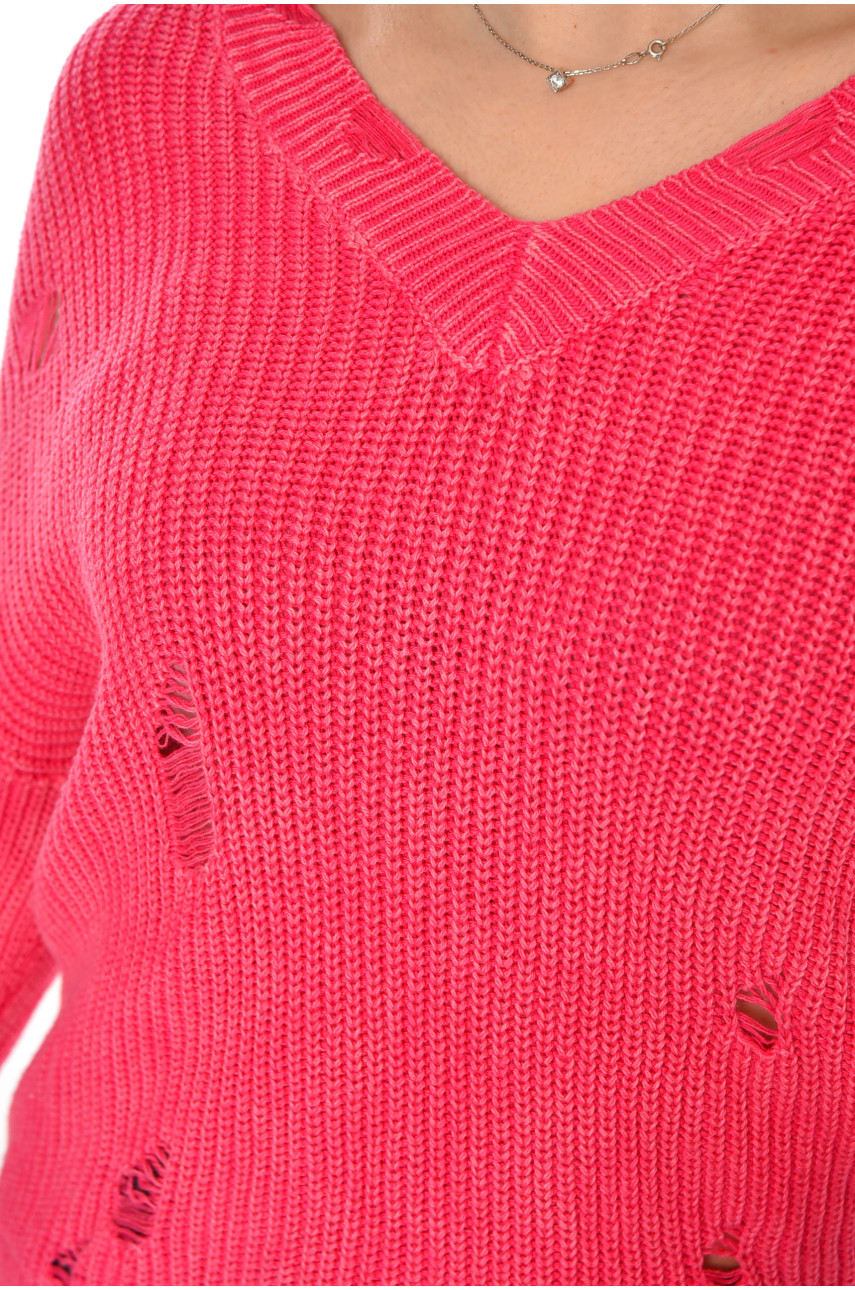 Светр жіночий однотонний рожевого кольору 97321 212406