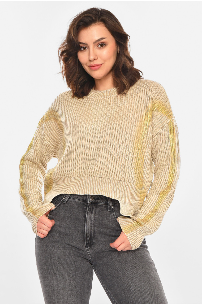 Светр жіночий бежевого кольору з принтом 97321 212409