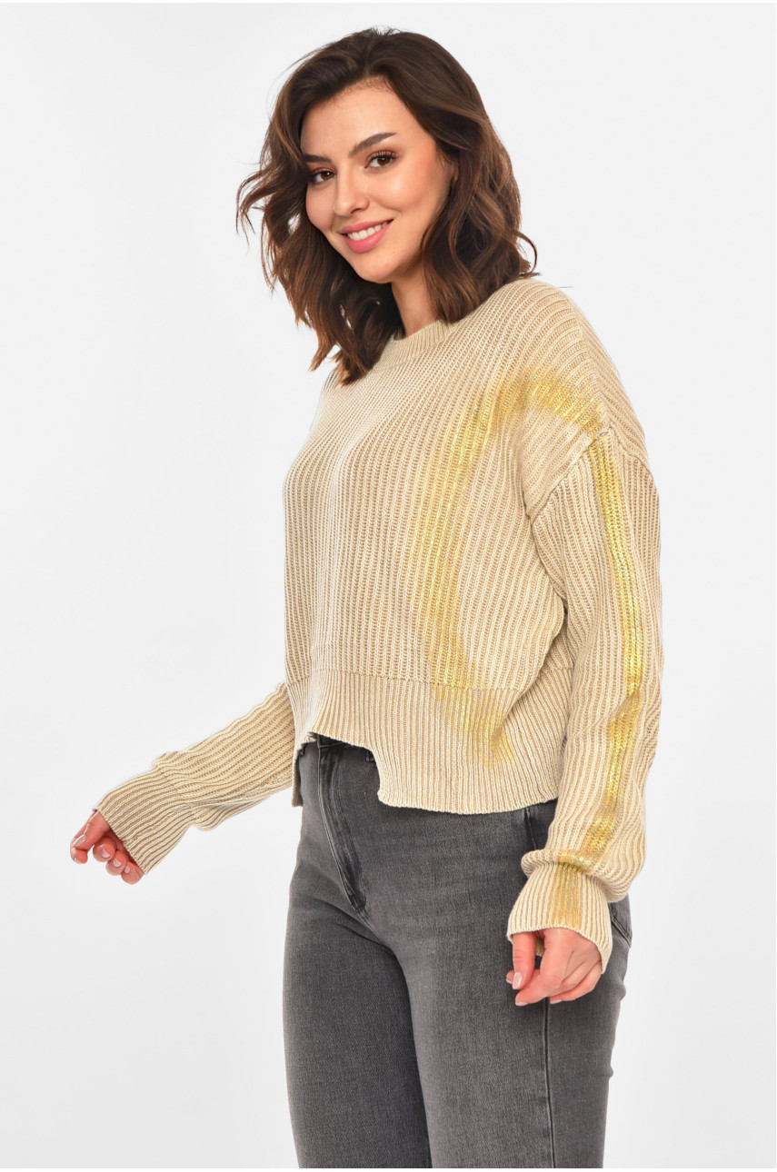 Светр жіночий бежевого кольору з принтом 97321 212409