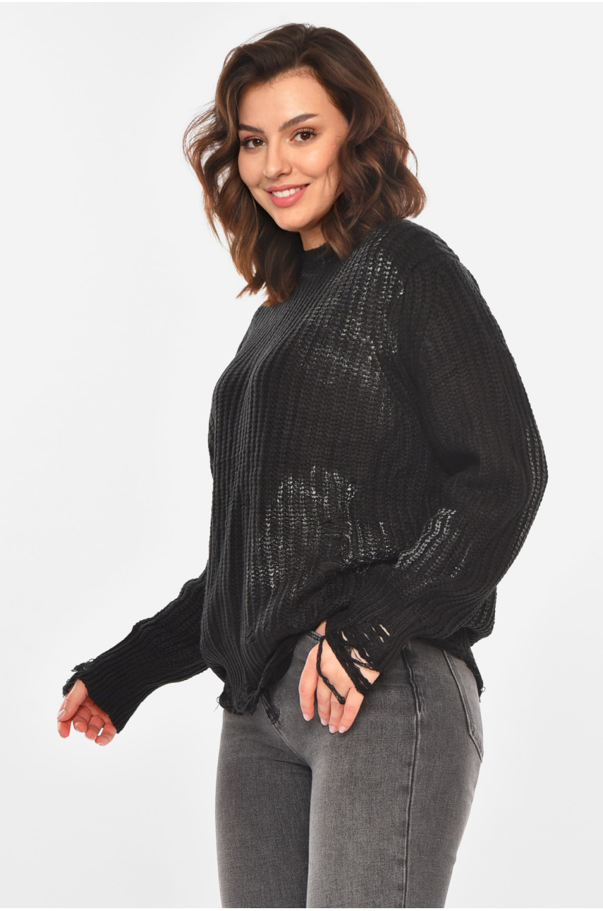 Светр жіночий чорного кольору з принтом 97321 212412