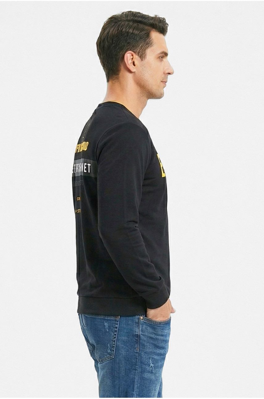 Світшот чоловічий із принтом чорного кольору 7702 212430