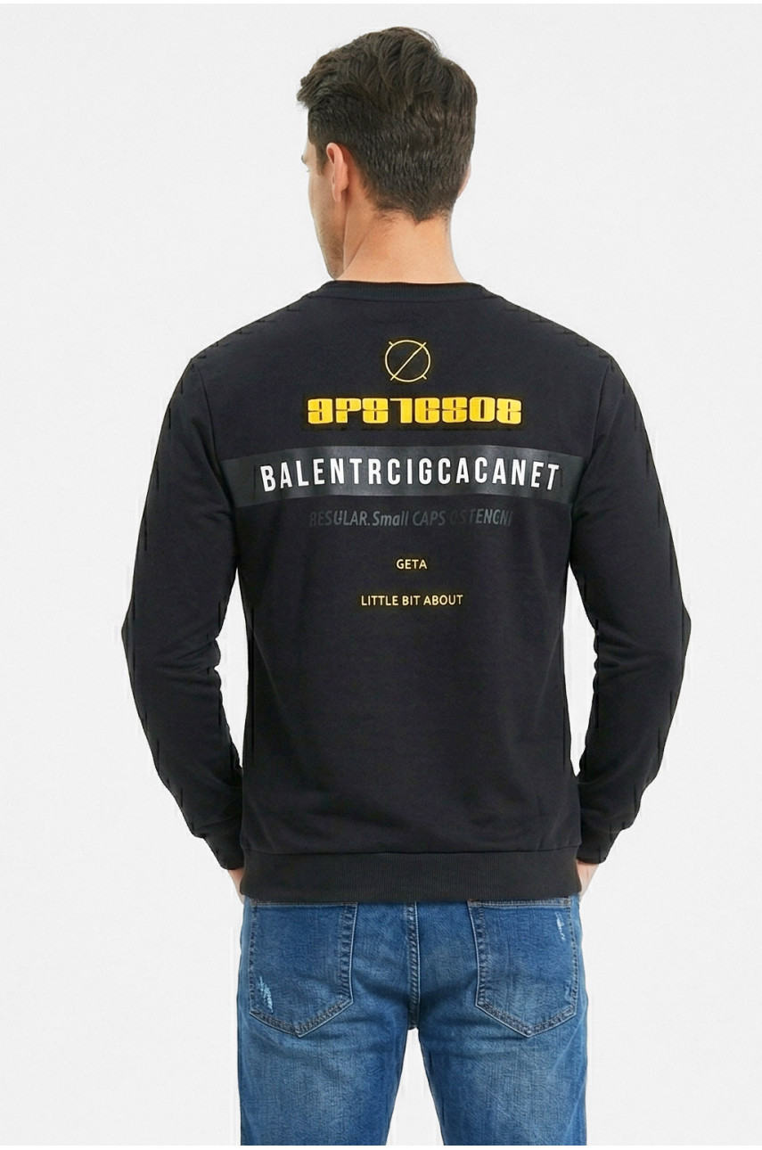 Світшот чоловічий із принтом чорного кольору 7702 212430