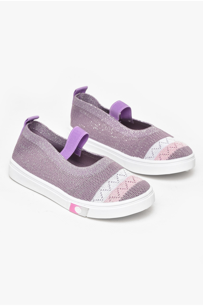 Мокасины детские сиреневого цвета текстиль 212432