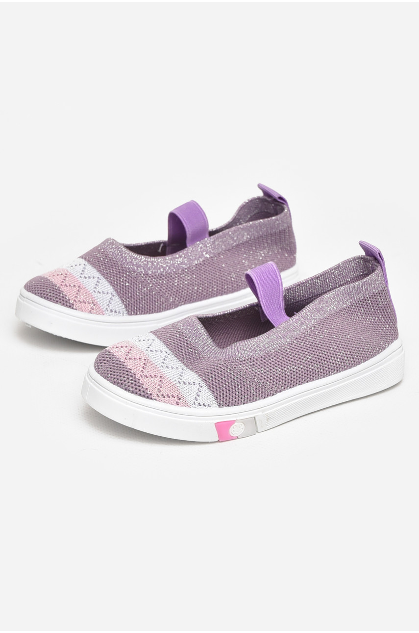 Мокасины детские сиреневого цвета текстиль 212432