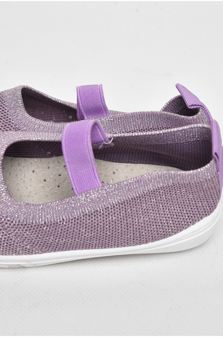 Мокасины детские сиреневого цвета текстиль 212432