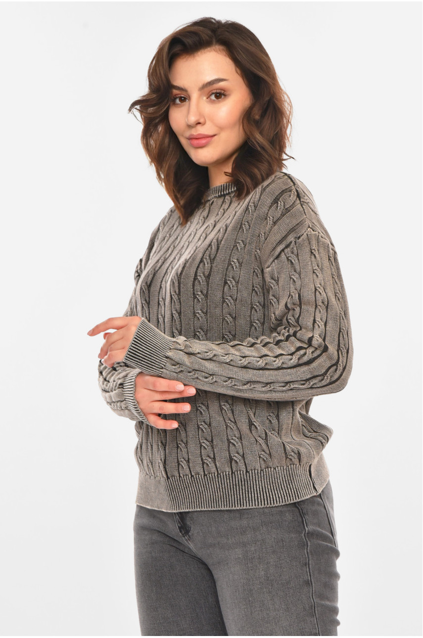Светр жіночий однотонний сірого кольору 066 212436