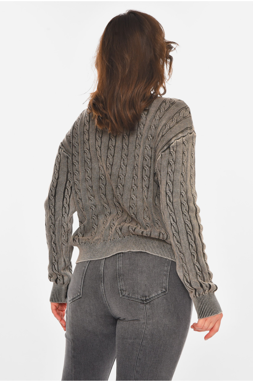 Светр жіночий однотонний сірого кольору 066 212436