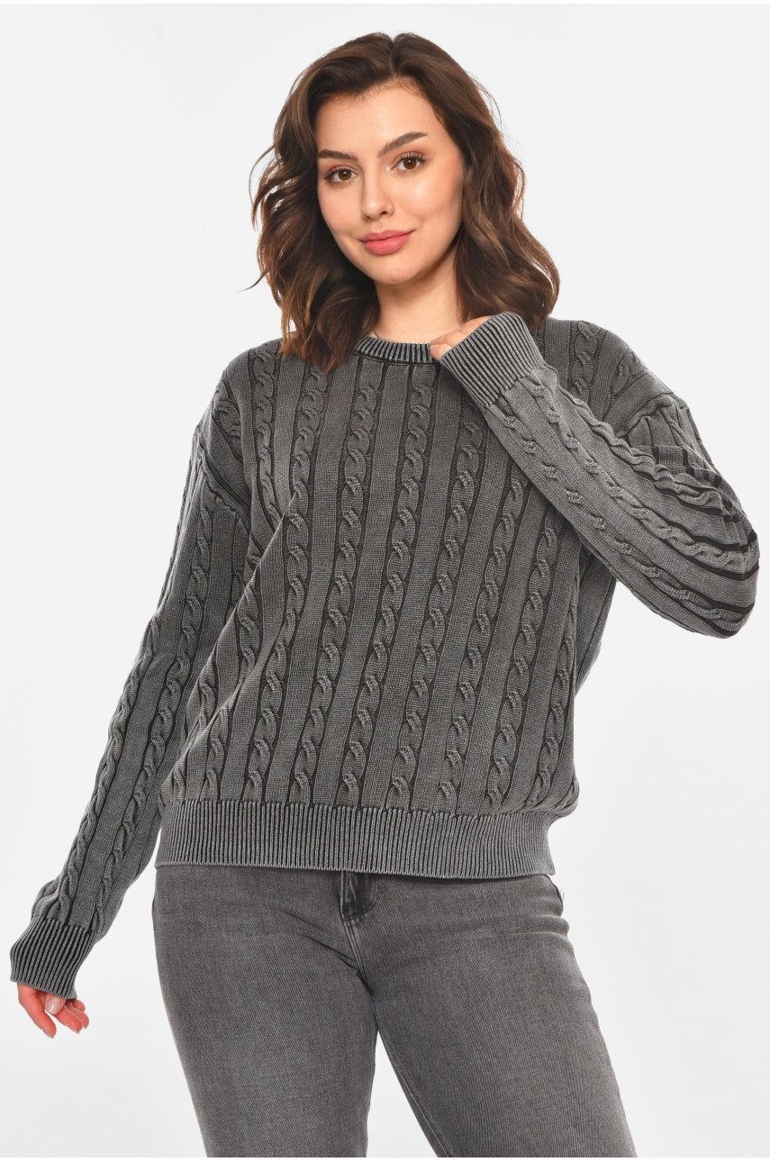 Светр жіночий однотонний сірого кольору 066 212437