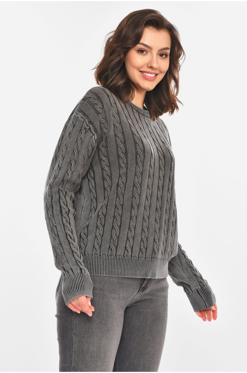 Светр жіночий однотонний сірого кольору 066 212437