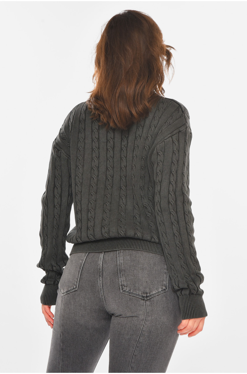 Светр жіночий однотонний графітового кольору 066 212438