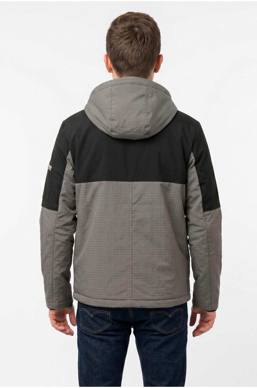 Куртка чоловіча демісезонна сірого кольору з принтом S455 212446