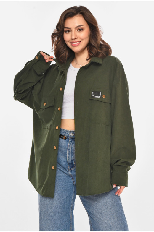 Рубашка женская вельветовая цвета хаки 527 212449