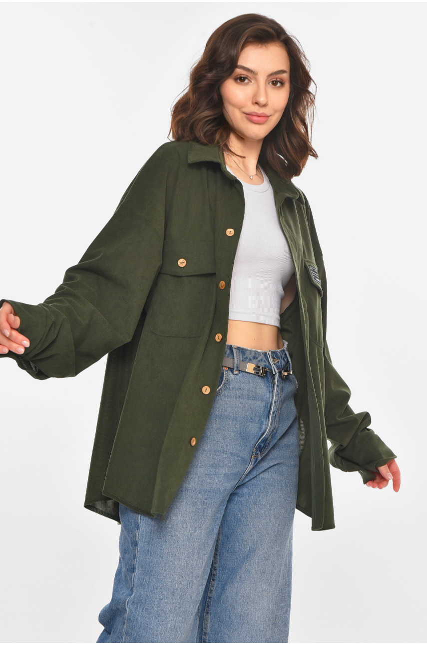 Рубашка женская вельветовая цвета хаки 527 212449