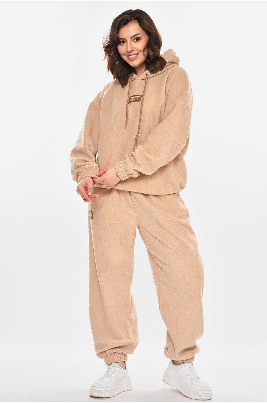 Спортивний костюм жіночий флісовий бежевого кольору 616 212454