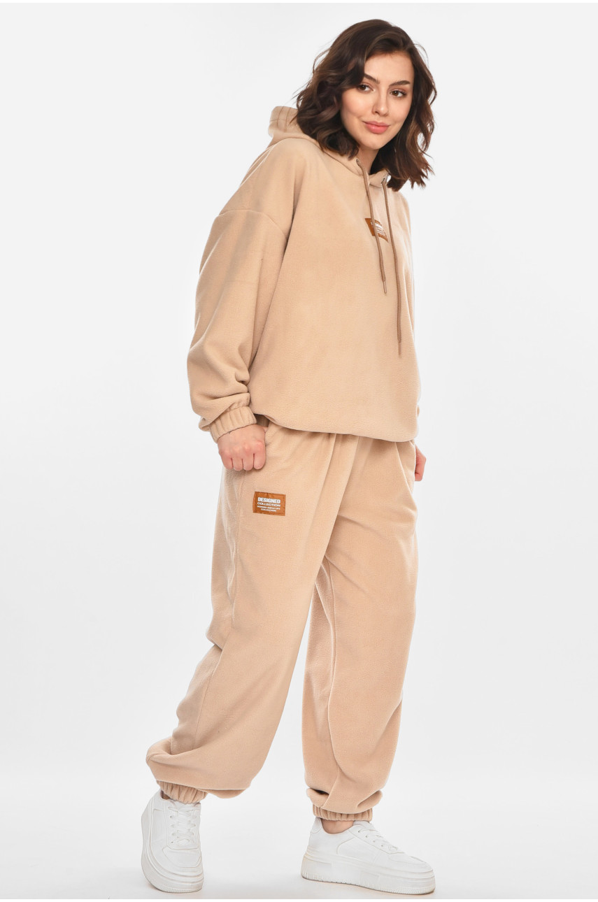 Спортивний костюм жіночий флісовий бежевого кольору 616 212454