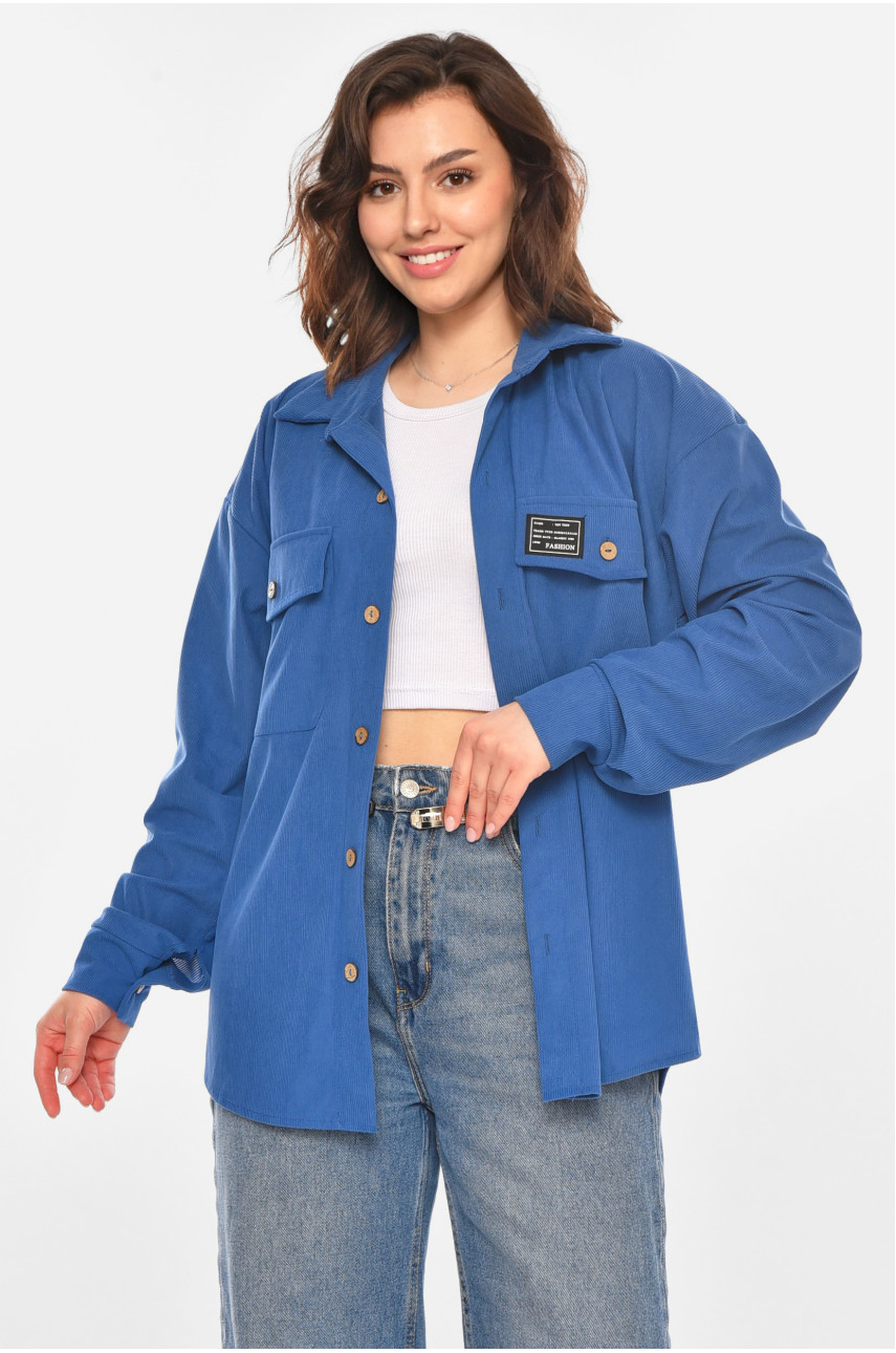 Сорочка жіноча вельветова блакитного кольору 527 212455