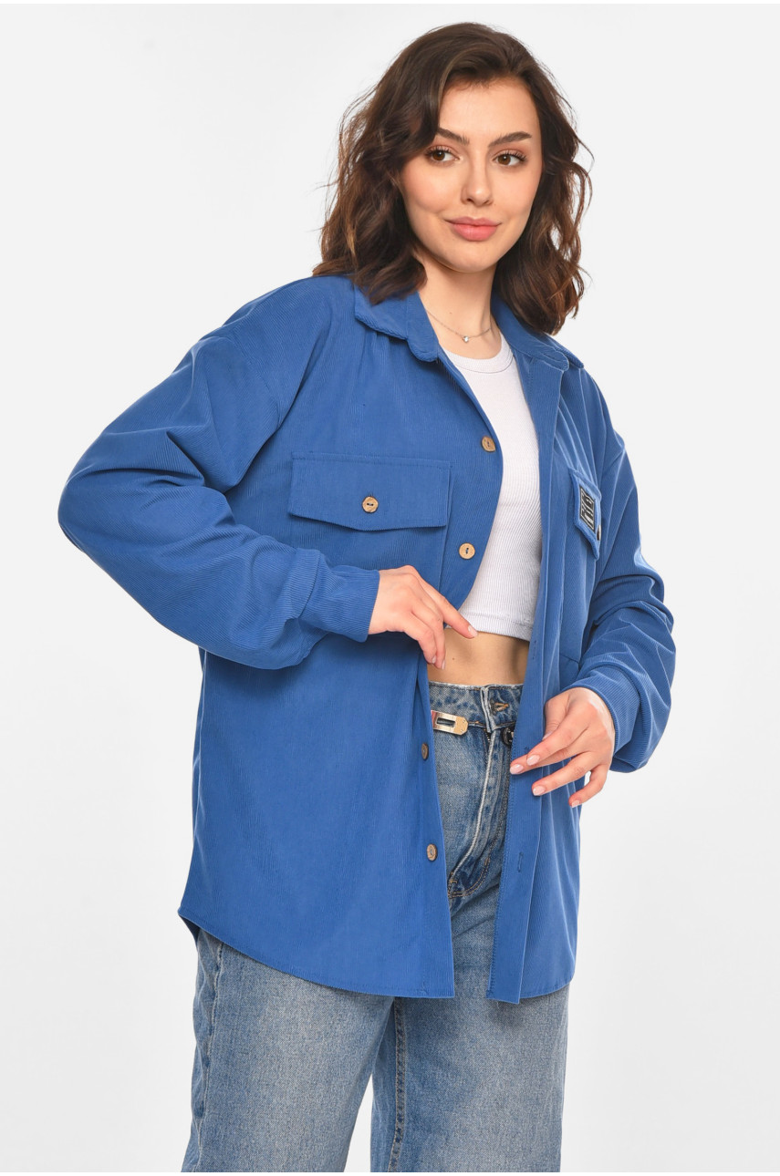 Сорочка жіноча вельветова блакитного кольору 527 212455