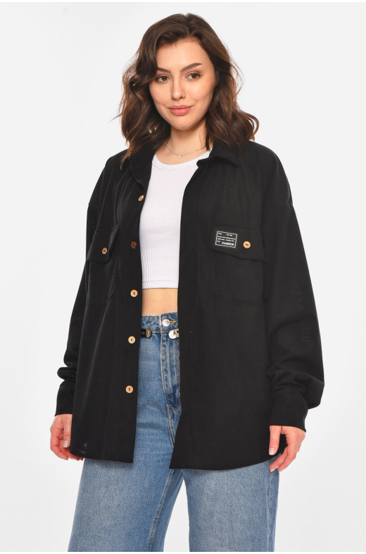 Рубашка женская вельветовая черного цвета 527 212456
