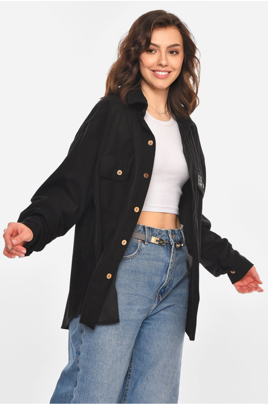 Рубашка женская вельветовая черного цвета 527 212456