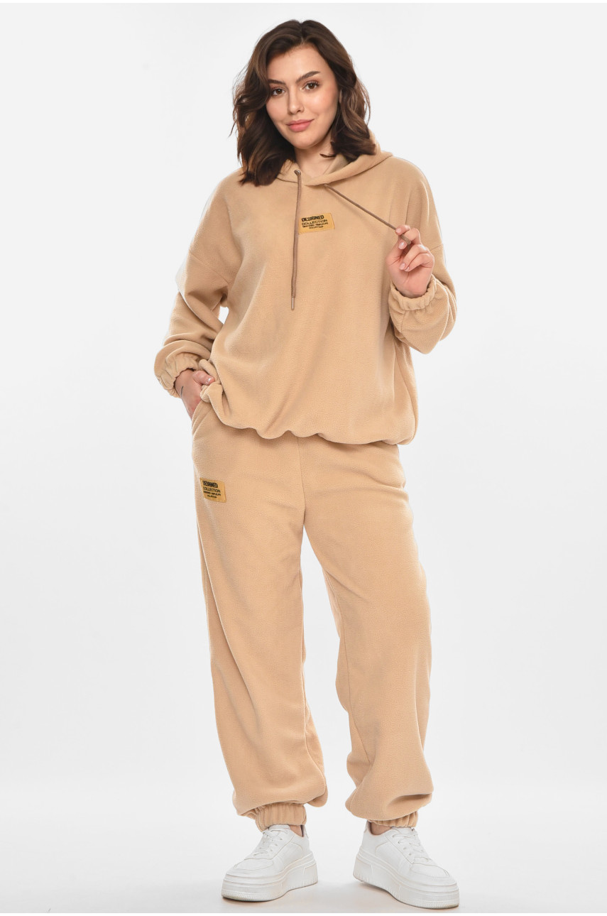 Спортивний костюм жіночий флісовий бежевого кольору 616 212457