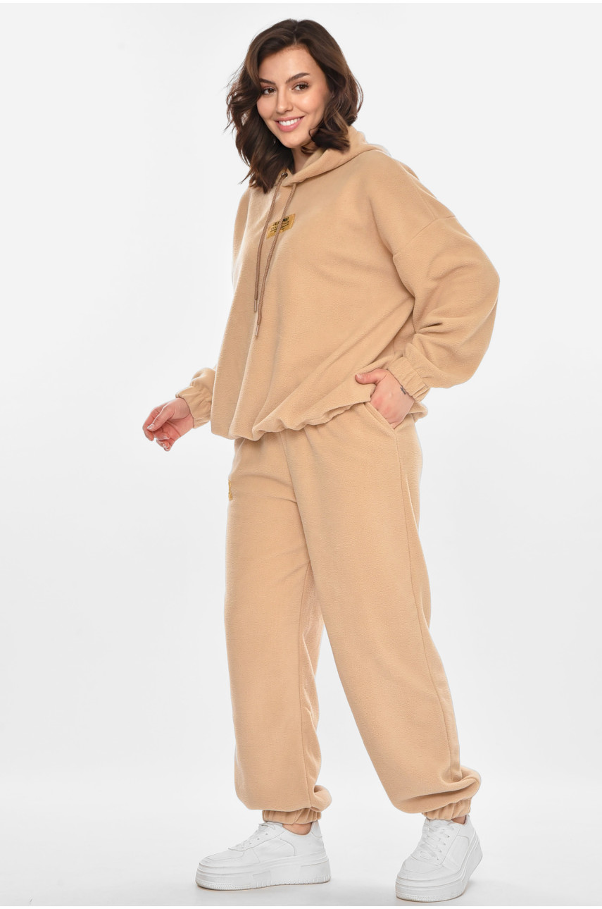 Спортивний костюм жіночий флісовий бежевого кольору 616 212457
