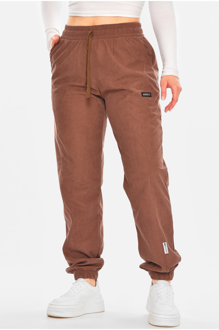 Штани жіночі вельветові коричневого кольору 530 212458