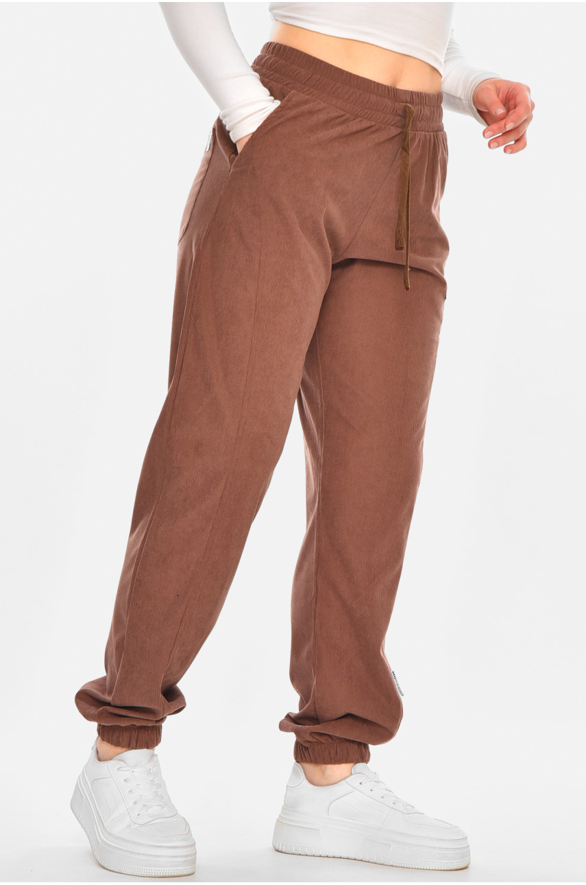 Штани жіночі вельветові коричневого кольору 530 212458