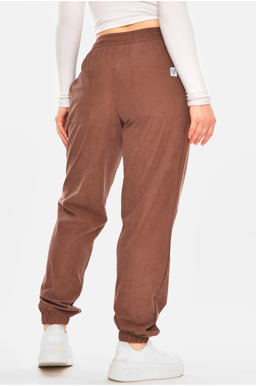 Штани жіночі вельветові коричневого кольору 530 212458