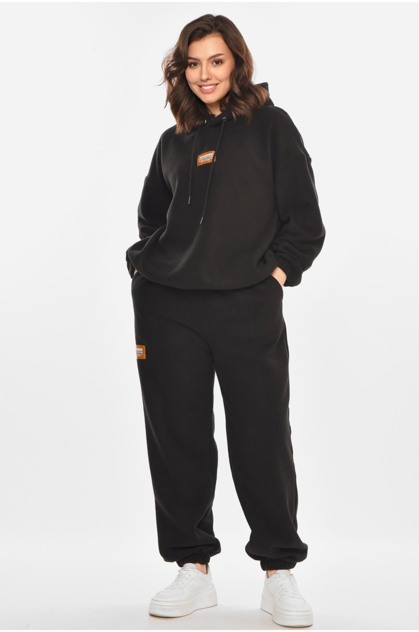 Спортивний костюм жіночий флісовий чорного кольору 616 212459