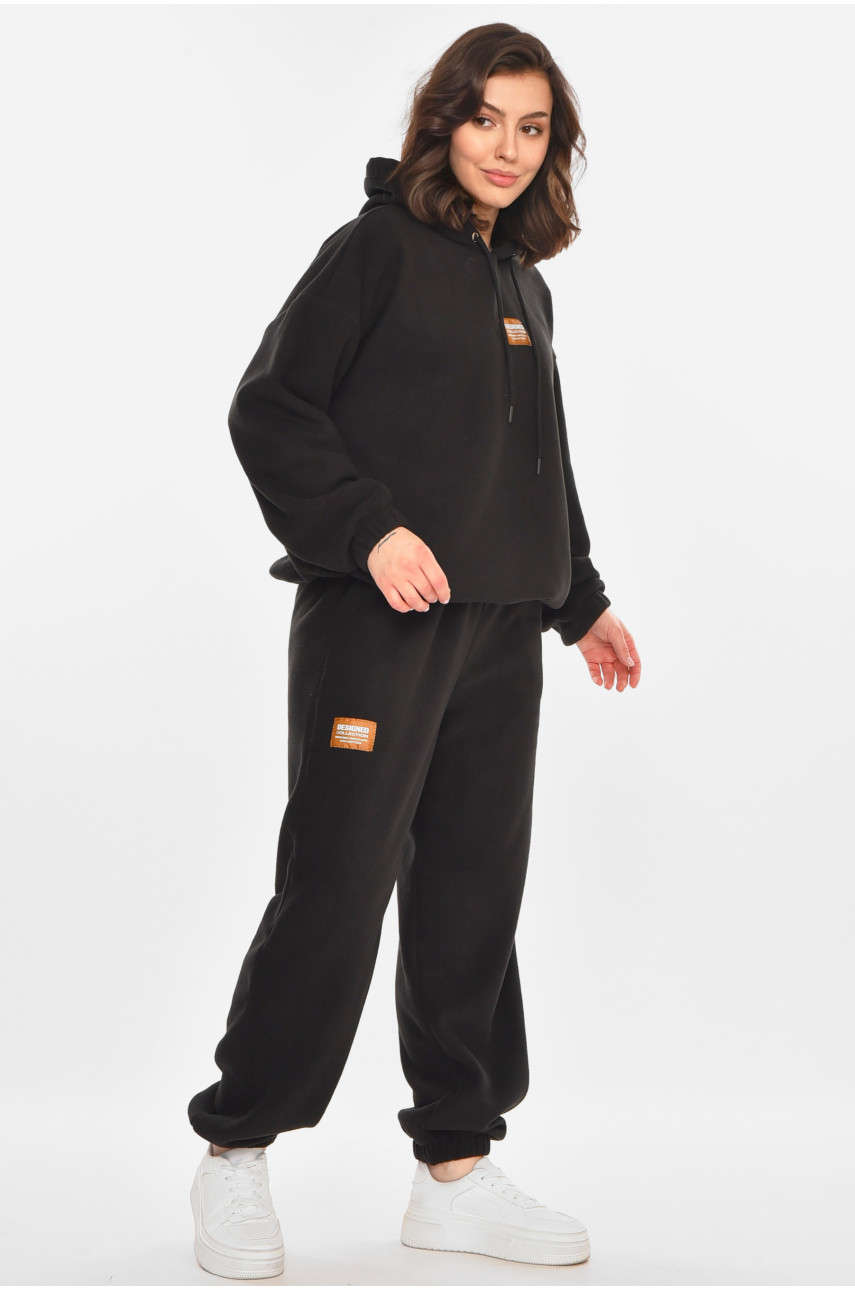 Спортивний костюм жіночий флісовий чорного кольору 616 212459