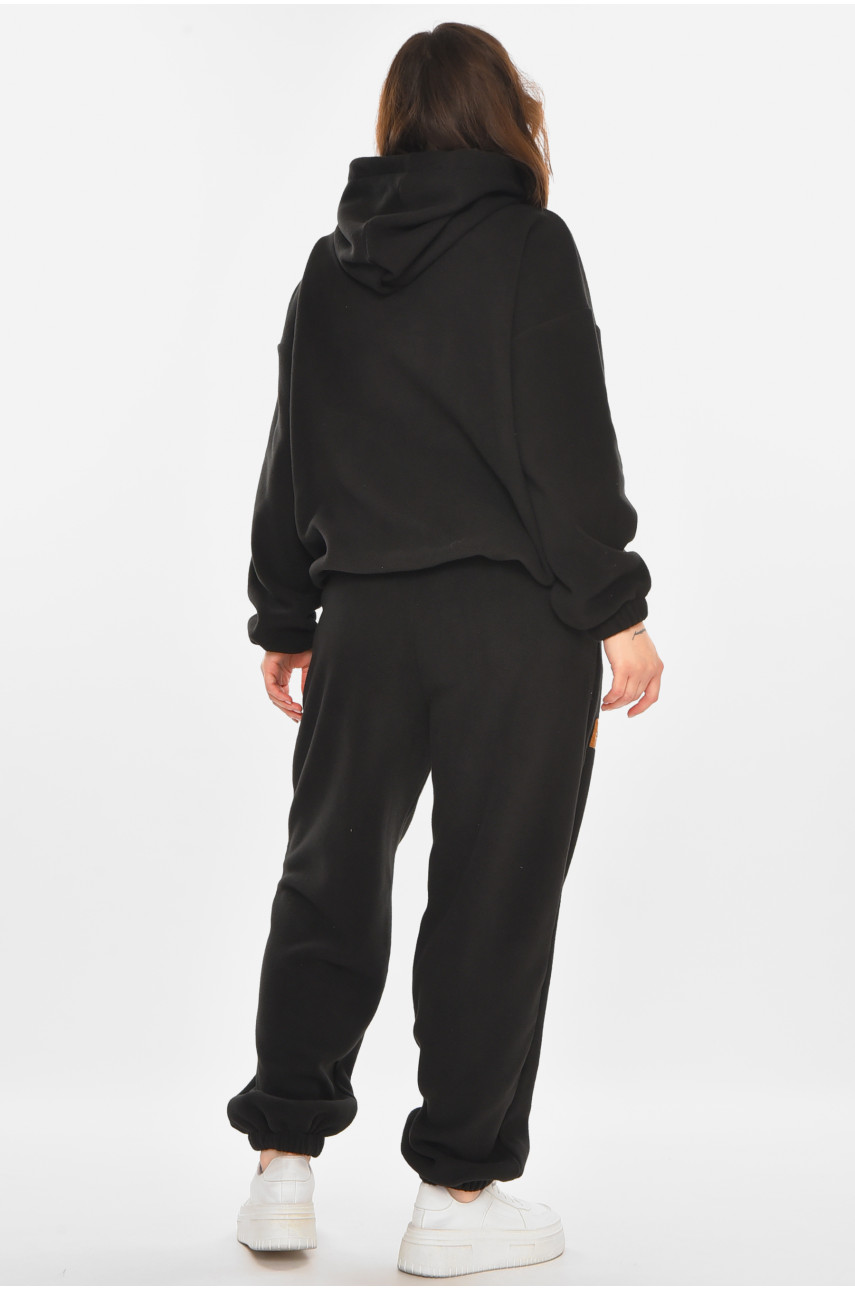 Спортивний костюм жіночий флісовий чорного кольору 616 212459