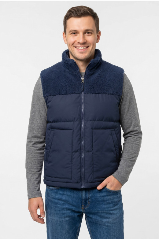 Жилетка мужская демисезонная двухсторонняя тёмно-синего цвета 72268 212463