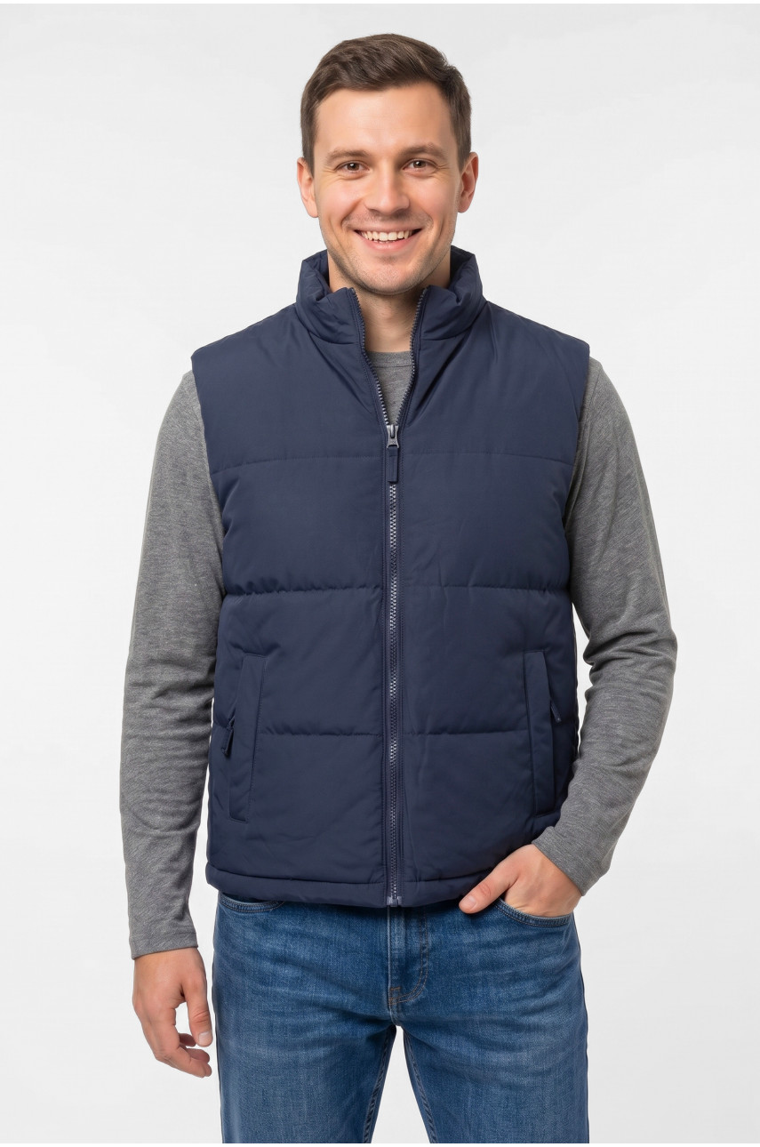Жилетка мужская демисезонная двухсторонняя тёмно-синего цвета 72268 212463