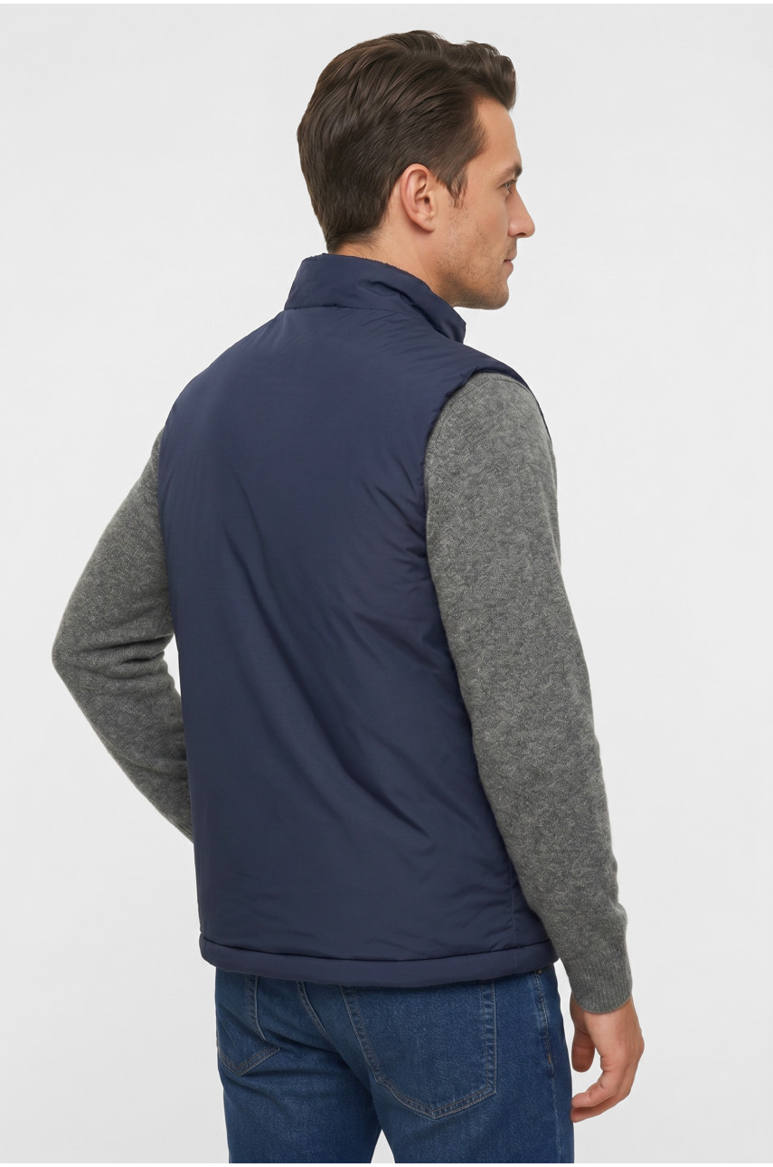 Жилетка мужская демисезонная двухсторонняя тёмно-синего цвета 72268 212463