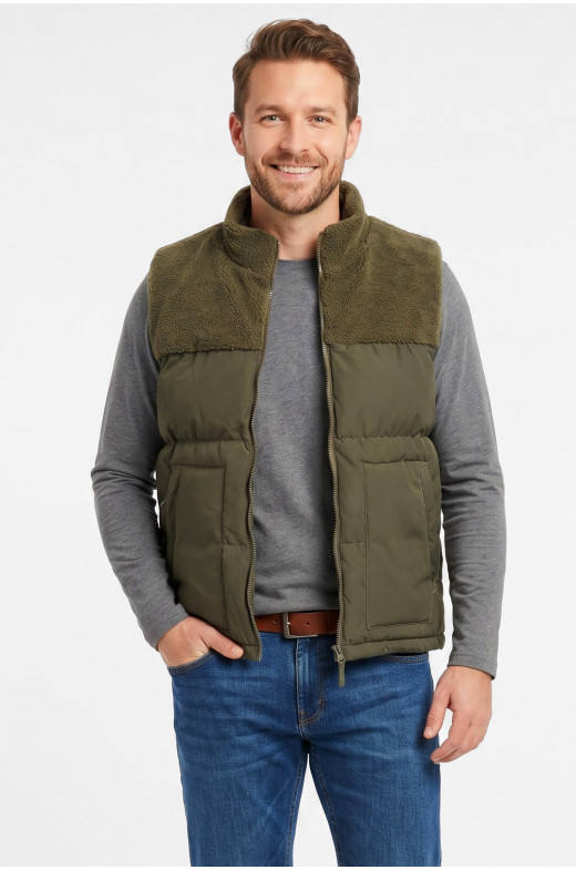 Жилетка мужская демисезонная двухсторонняя цвета хаки 72268 212464