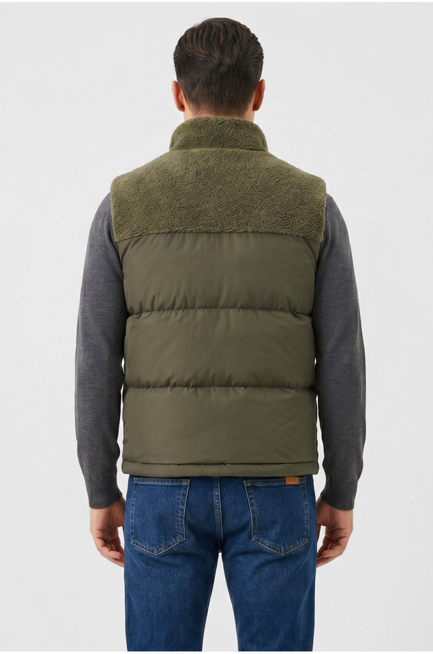Жилетка мужская демисезонная двухсторонняя цвета хаки 72268 212464