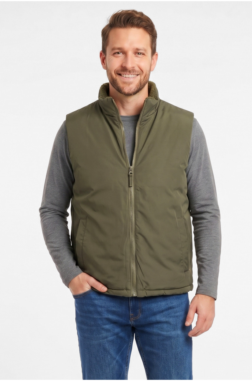 Жилетка мужская демисезонная двухсторонняя цвета хаки 72268 212464