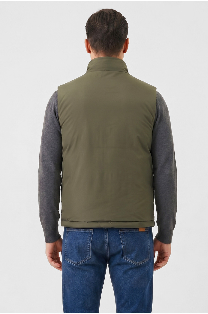 Жилетка мужская демисезонная двухсторонняя цвета хаки 72268 212464