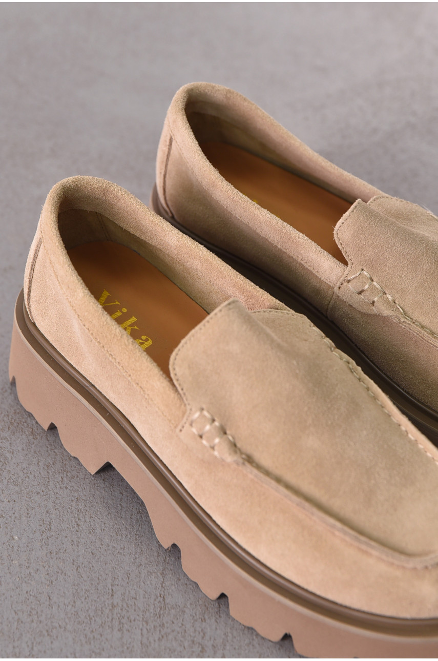 Лофери жіночі бежевого кольору натуральна замша 59-4 212466