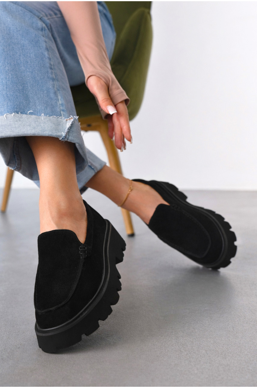 Лофери жіночі чорного кольору натуральна замша 59-1 212467