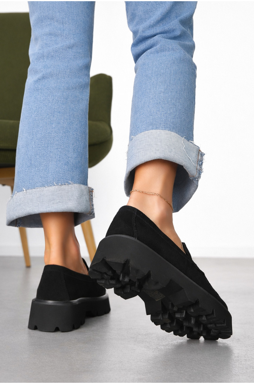 Лофери жіночі чорного кольору натуральна замша 59-1 212467